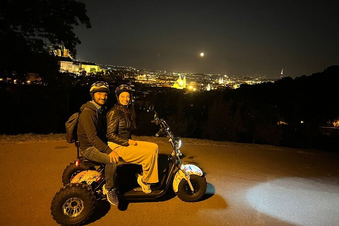 Electric Trike Night Tour in Prague - Live Guided - Prague Castle and St. Vitus Cathedral from outside