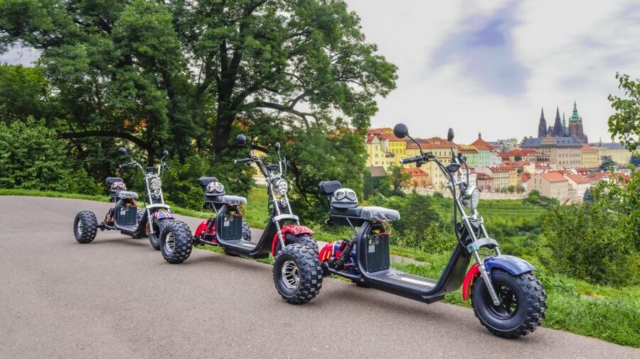 Electric Trike Sunset Prague Tour - The Powder Tower links New Town to Old Town