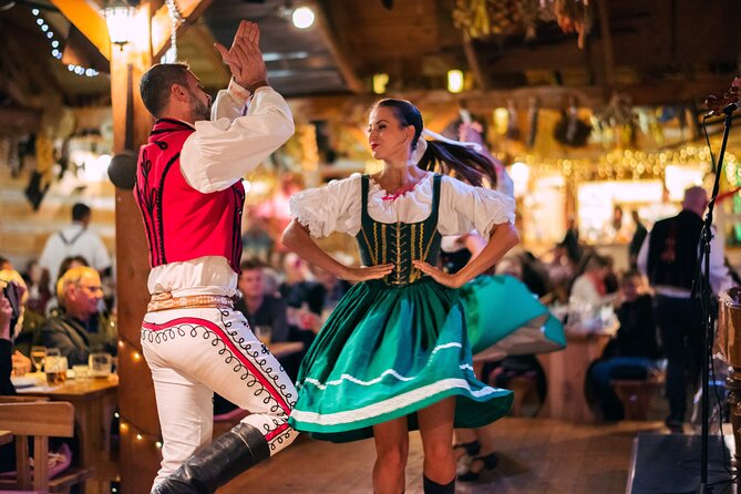 Folk Dinner Experience in Prague with Transportation - The meal: halušky, meat, potatoes, and sweet crepes