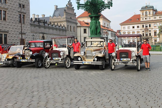 Karlstejn Castle in Vintage Convertible Car - Leaving Prague in a vintage convertible