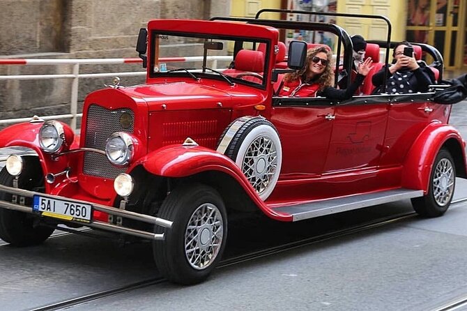 Karlstejn Castle in Vintage Convertible Car - Weather and the convertible factor