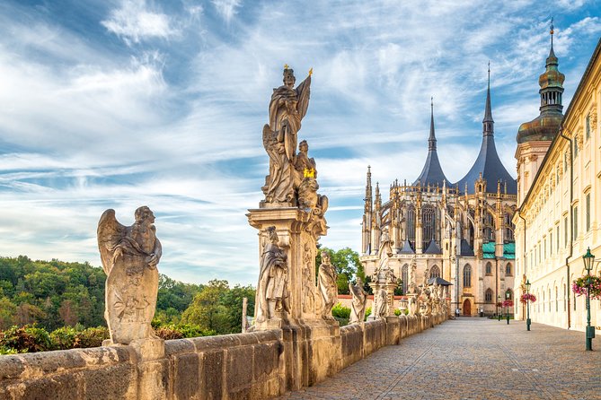 Kutná Hora Medieval Town in Vintage Cabrio car - St Barbara’s Cathedral and the town’s silver wealth