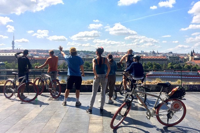 Prague Bike Tour - Stunning Viewpoints, Castle, City & Park - Crossing back toward the New Town