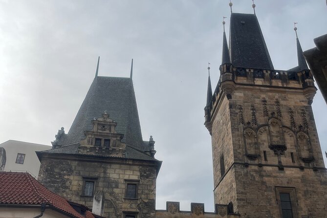 Prague city tour + Charles Bridge and Campa island small groups - Approaching the Lesser Quarter Bridge Tower