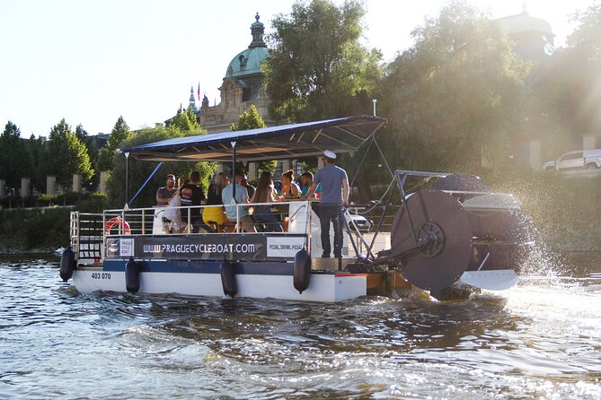 Prague Cycle Boat - The Swimming Beer Bike - Drinks, music, and the party setup