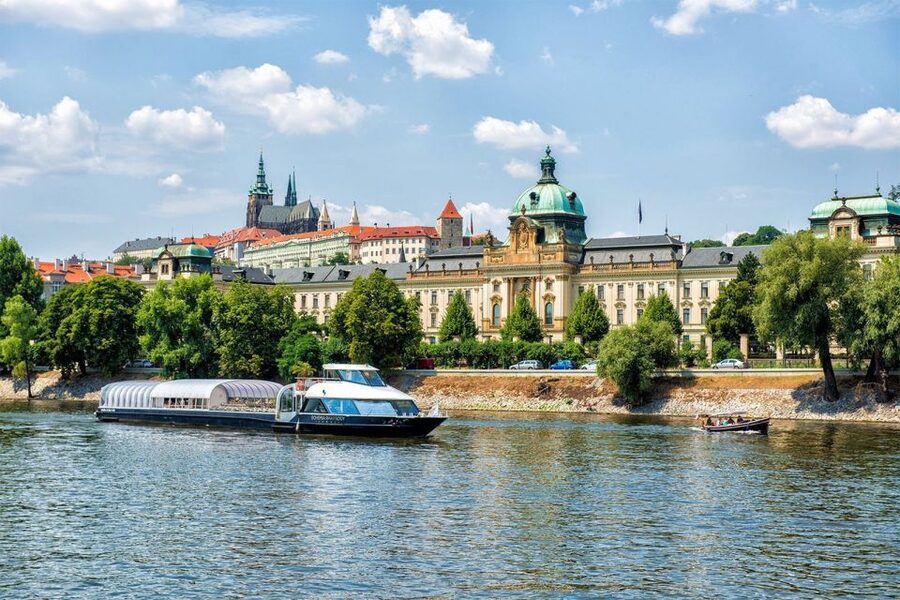 Prague: Evening Vltava River Eco Cruise with Prosecco - Charles Bridge from the river