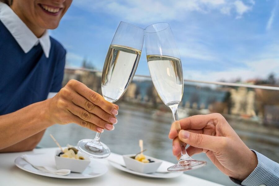 Prague: Evening Vltava River Eco Cruise with Prosecco - The buildings along the route