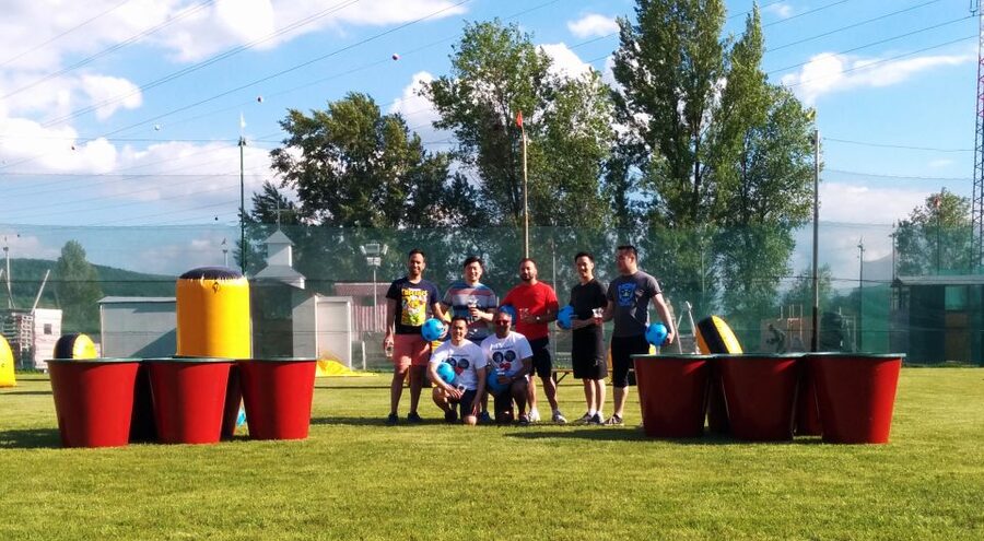 Prague : Giant Foot Darts and Giant Beer Pong Game - A strange and lively change from Prague sightseeing