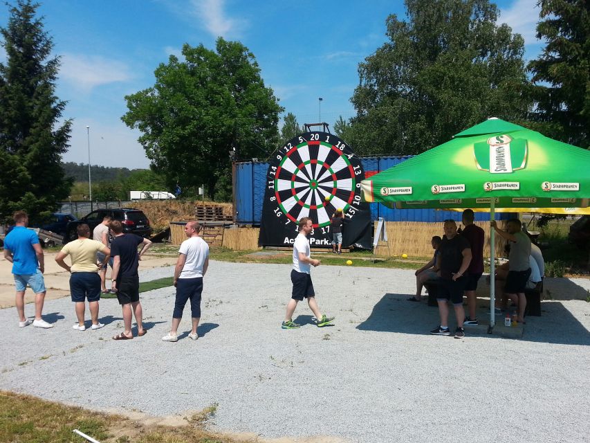 Prague : Giant Foot Darts and Giant Beer Pong Game - Arrival, welcome drink, and safety briefing