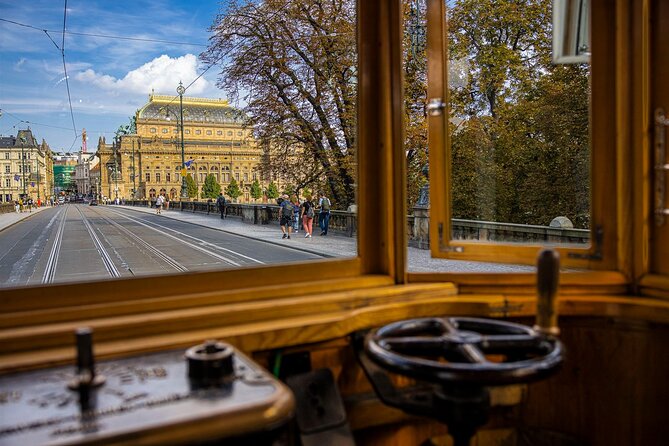 Prague Hop on Hop off Sightseeing Tram - National Theatre and the river crossing