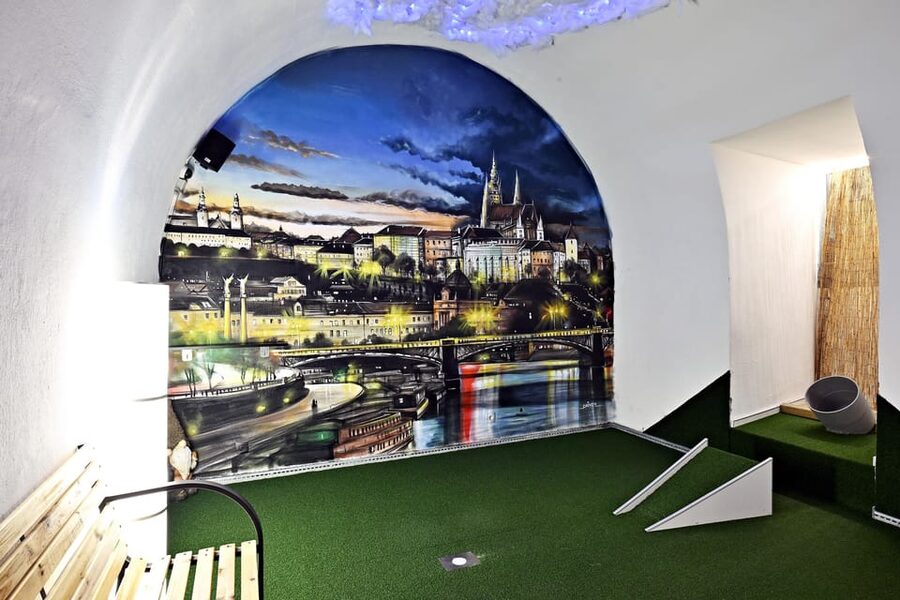 Prague: Mazemania Miniature Golf Experience - The chessboard, bowling alley, and pool table holes