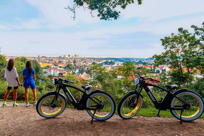 Prague on Stylish Retro styled E-Bike - Viewpoints & Sightseeing - Lennon Wall, Charles Bridge, and the river