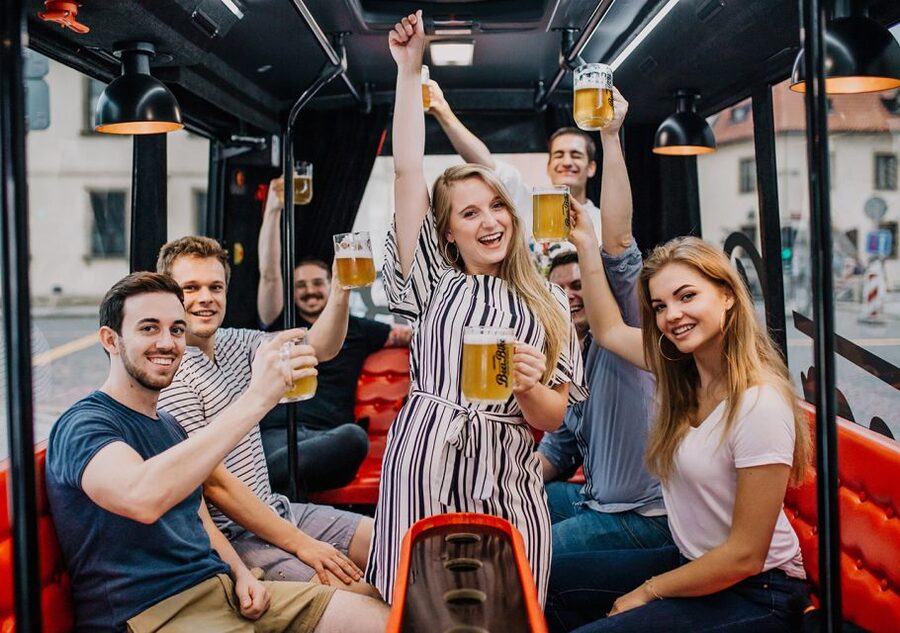 Prague: Party Beer Bus - Beer service, music, and comfort