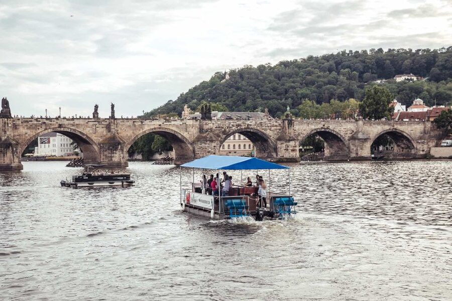 Prague: Private Cycle Boat River Tour with Beer or Prosecco - Pedaling, music, and drinks
