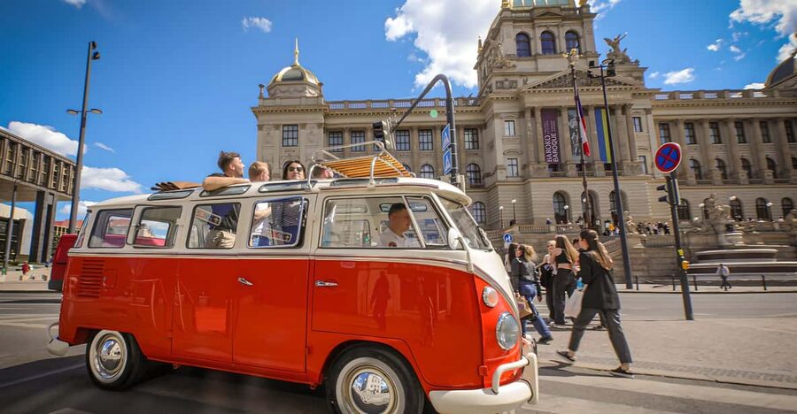 Prague: Private Sightseeing Tour in original VW Samba bus - What the 23 windows and sunroof change
