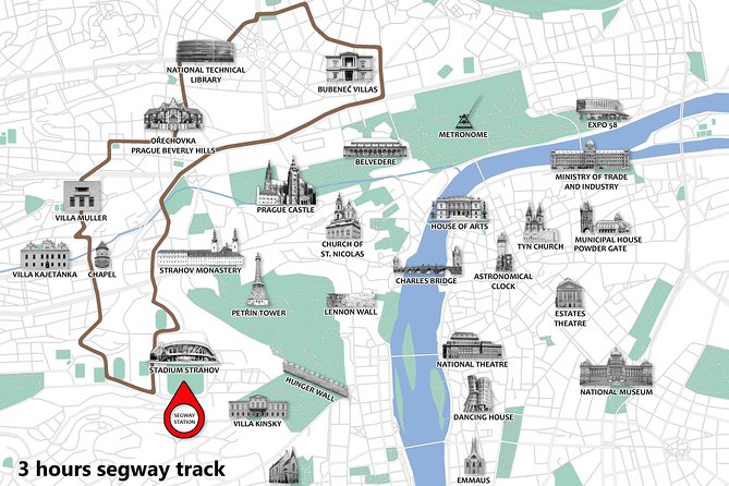 Prague Segway Tour with A Local Guide & Hotel Pick Up - Kajetánka Villa and Prague’s western neighborhoods