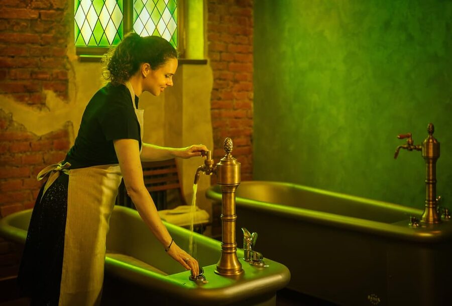 Prague: The Largest Beer SPA with Unlimited Beer Consumption - The salt cave and its unusual fountain