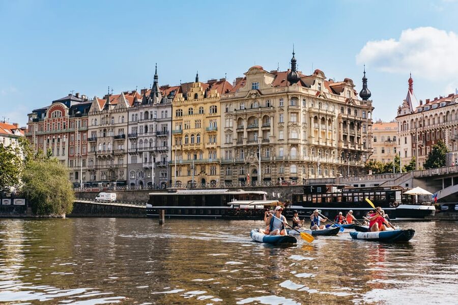 Prague: Vltava River Guided Canoeing Tour - Prague looks calmer from the Vltava