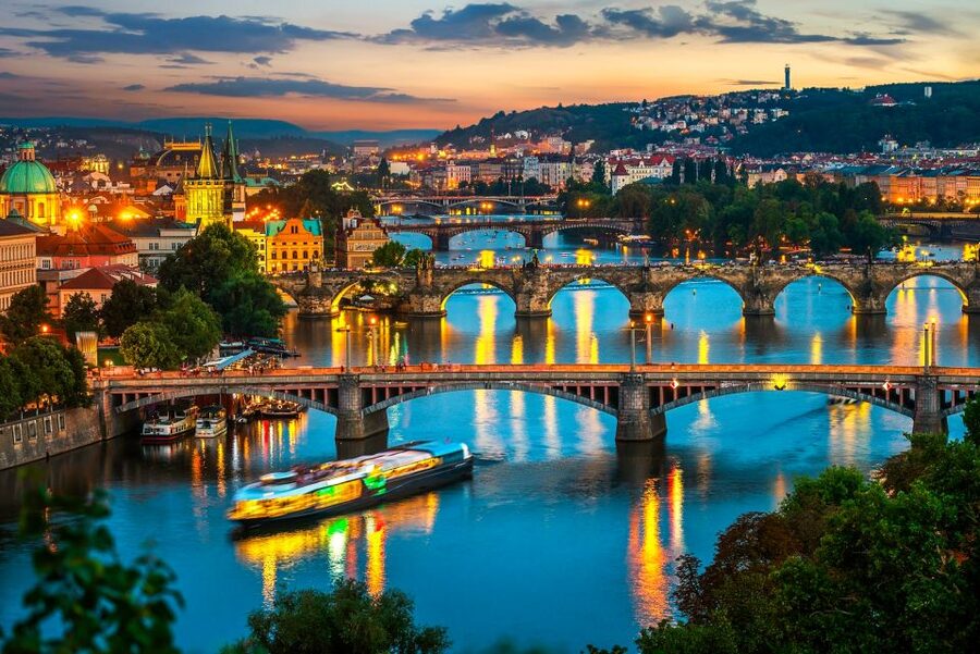 Prague: Vltava River Night Cruise with Buffet - Petřín, Rudolfinum, and Vyšehrad from the river