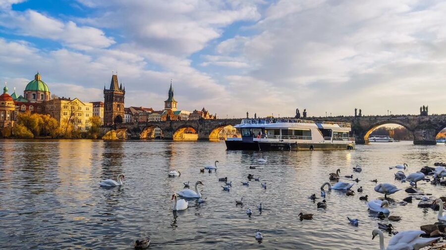 Prague: Vltava River Sightseeing Cruise - A modern boat with two very different seats