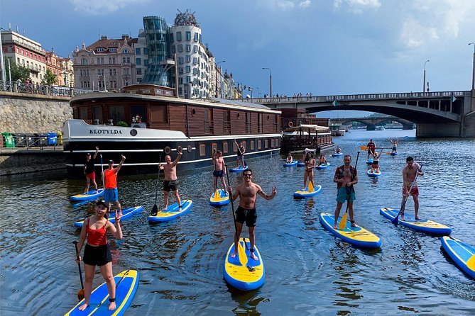 Stand-Up Paddleboarding on the Vltava River in Prague - Getting comfortable on the board